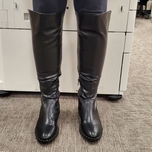 Black Leather Studded Boots